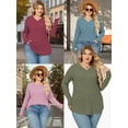 thumbnail image 5 of NISVIYA Womens Plus Size V Neck Long Sleeve Winter Pullover Sweater Black, 5 of 7