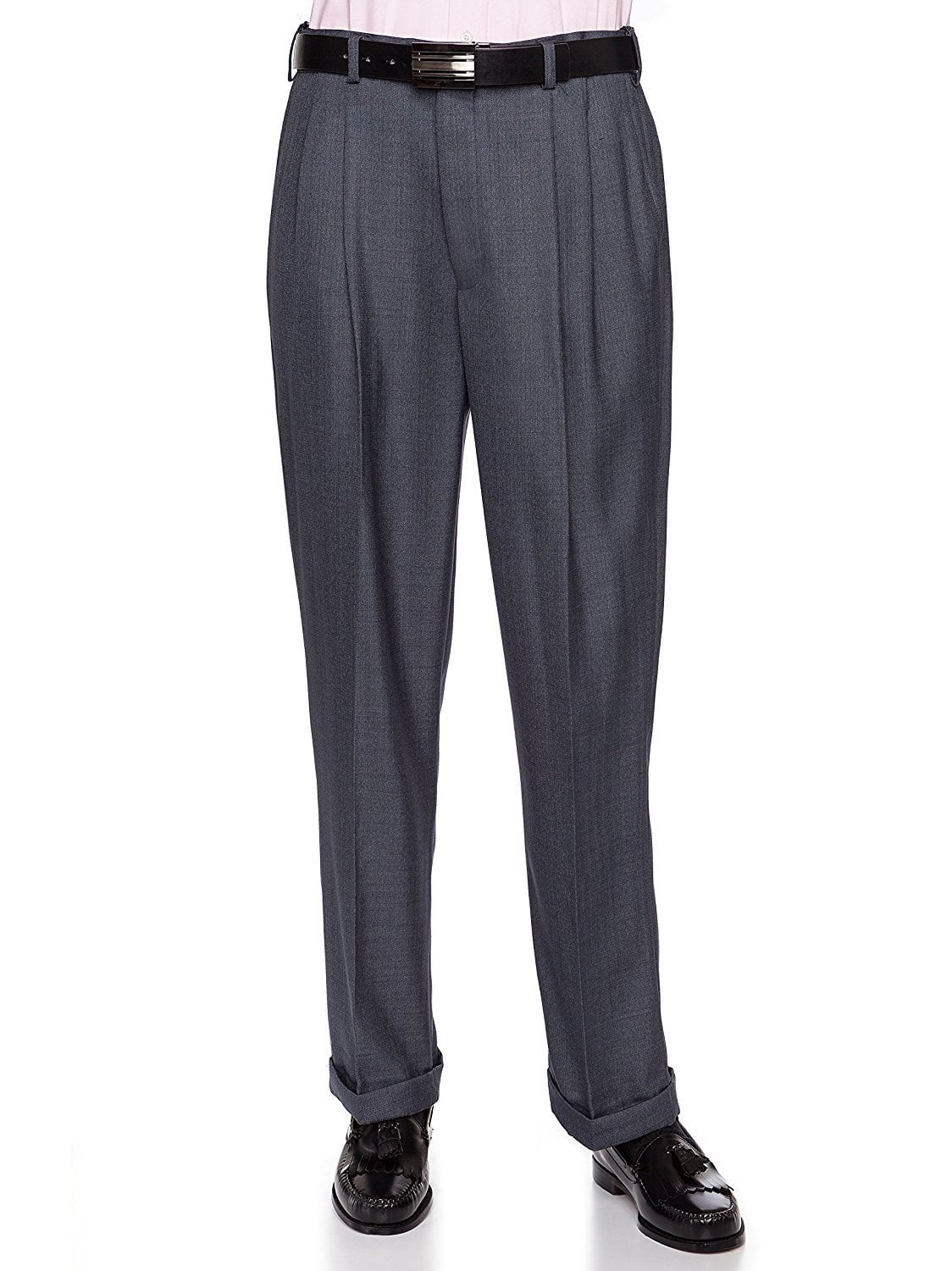 Giovanni Uomo Mens Pleated Front Dress Pants With Hidden Expandable