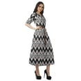 thumbnail image 3 of Moomaya Short Sleeve Midi Dress Printed Pleated Scoop Neck Elegant Work Dress, 3 of 6
