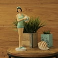 thumbnail image 3 of Fancy That Brunette Bathing Beauty Figurine – Hand-Painted Striped Swimsuit, Coastal Charm, 3 of 8