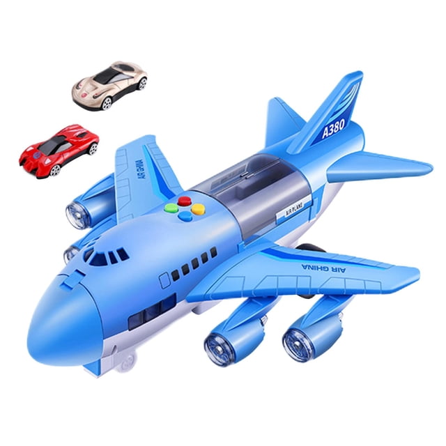 Aviones de juguete con coches de aleación, juguetes para niños, canción, música, avión, tobogán, modelo de avión para niños pequeños, niñas, niños, Azul Baoblaze Juguetes de avión