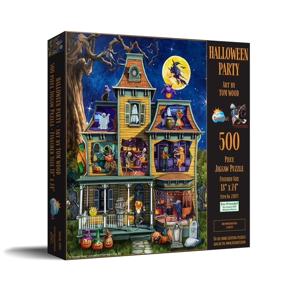 SUNSOUT INC - Halloween Party - 500 pc Jigsaw Puzzle by Artist: Tom Wood - Finished Size 18" x 24" - MPN# 23073