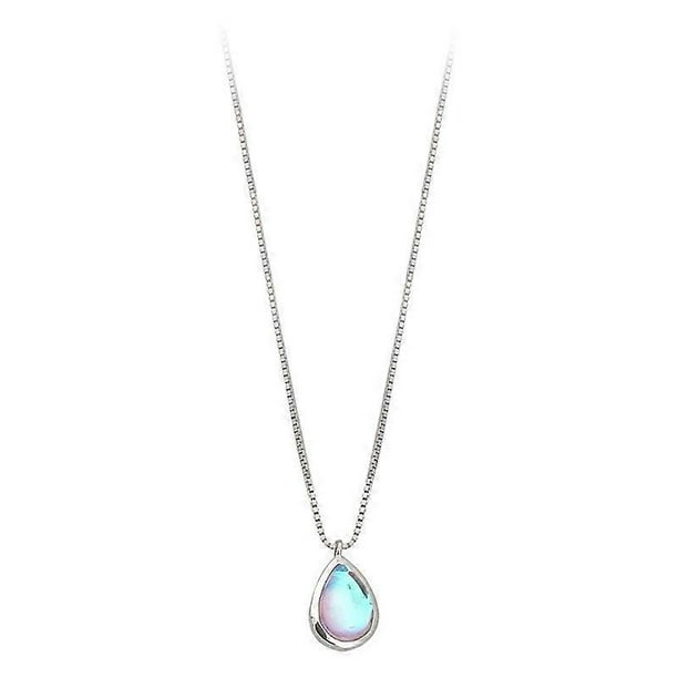 Waterdrop Necklace Gradient Color Design Elegant Japanese Style 925 Silver Necklace for Girl Women