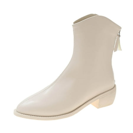 

fvwitlyh Ankle Boots for Women Boots for Women No Heel Lace up Fashion Autumn Winter Women Boots Low Heel Pointed Toe Back Zipper Womens Wedge Boots