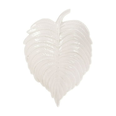 Beachcombers Tropical Leaf Plate Accent Figure Figurine Beach  White