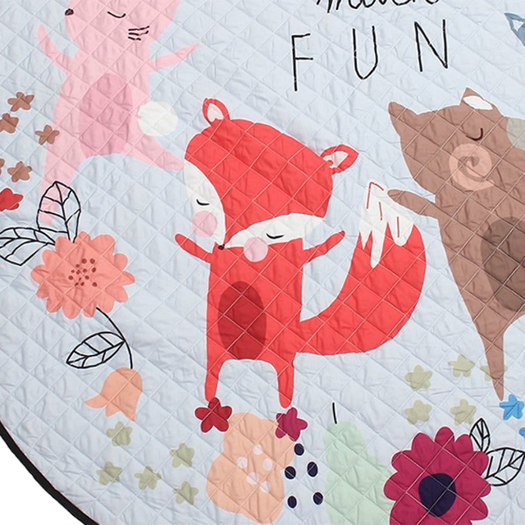 Large Size Round Playmat Mat For Playroom Bedroom Children' Room - Cute Animal Pattern, , 60 Inch, Folding Friend