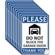 thumbnail image 1 of 10 pegatinas de PVC para puerta de garaje con la leyenda "POR FAVOR, NO BLOQUEE LA PUERTA DEL GARAJE, GRACIAS", 5,1 x 7 pulgadas, azul y blanco, etiqueta autoadhesiva duradera para señal de prohibido, 1 of 8