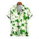 thumbnail image 2 of Camisas de playa hawaianas nuevas de verano para hombres y mujeres, camisa para parejas, camisa de manga corta con solapa estampada con trébol de cuatro hojas, camisas florales coloridas, 2 of 5