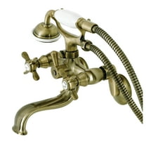 Kingston Brass KS246AB Essex Wall Mount Clawfoot Tub Faucet with Hand Shower, Antique Brass