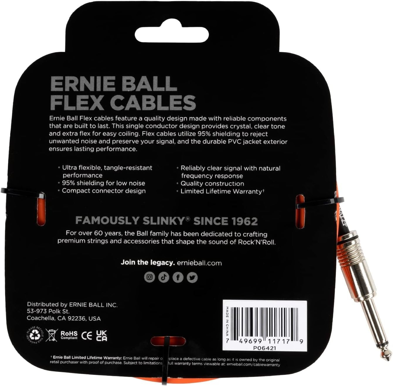 Ernie Ball 20' Flex Instrument Cable