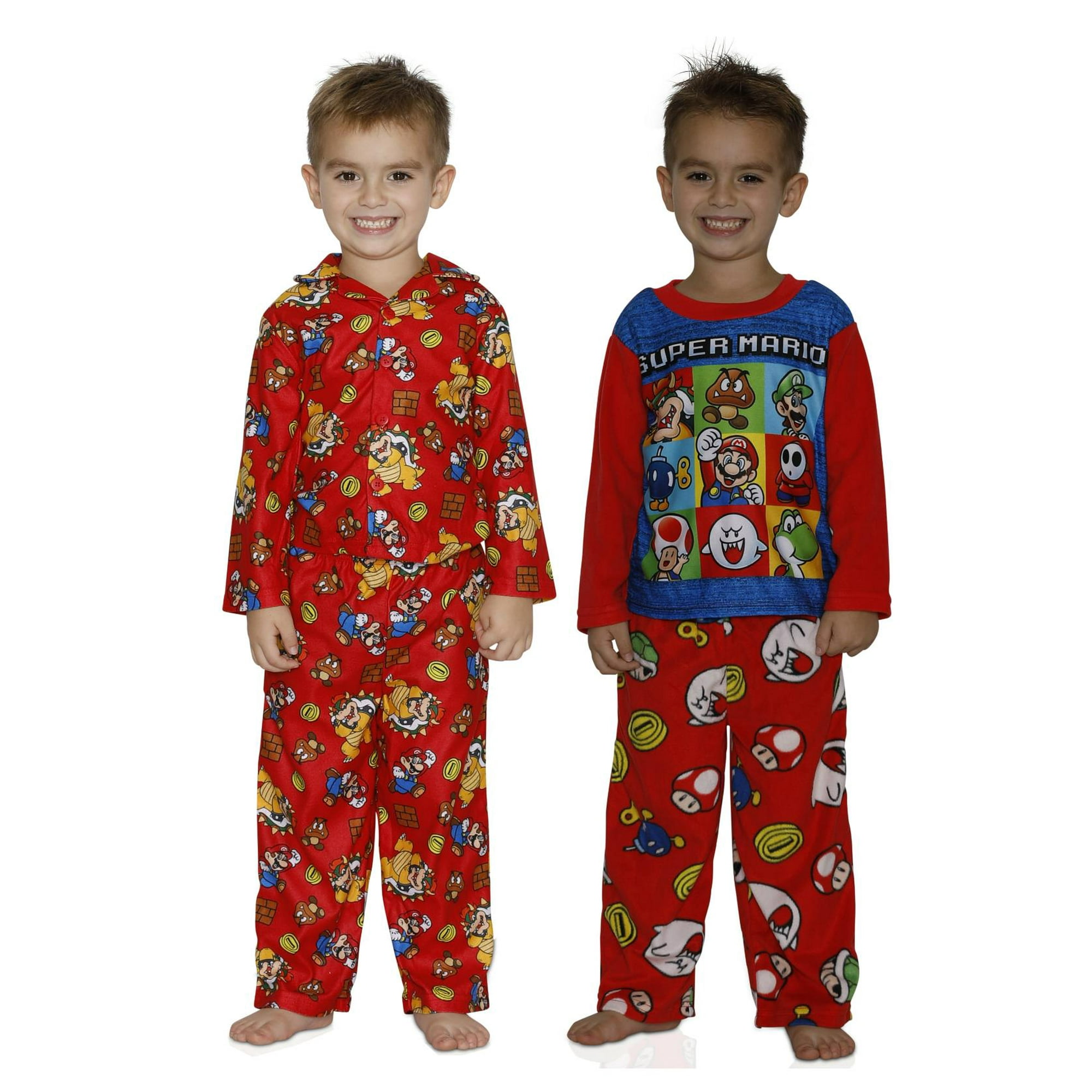 Super Mario Brothers Boys Little Nintendo 4 Piece Fleece Pajama Set Punch red Walmart