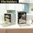 thumbnail image 6 of 2 Pack Magazine Holders, Vinyl Record Holder, 9 Slots File Folder for Desk, Triangle Bookshelf, Desktop File Sorter, Desk Organizer for Office Home Decor (Gold, Rose Gold), 6 of 7