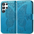 thumbnail image 2 of Designed for Samsung Galaxy S23 Ultra Case Wallet,Women Flip Folio Cover with Credit Card Holders Butterfly Embossed PU Leather Wrist Strap Phone Case for Galaxy S23 Ultra 5G (Blue), 2 of 8