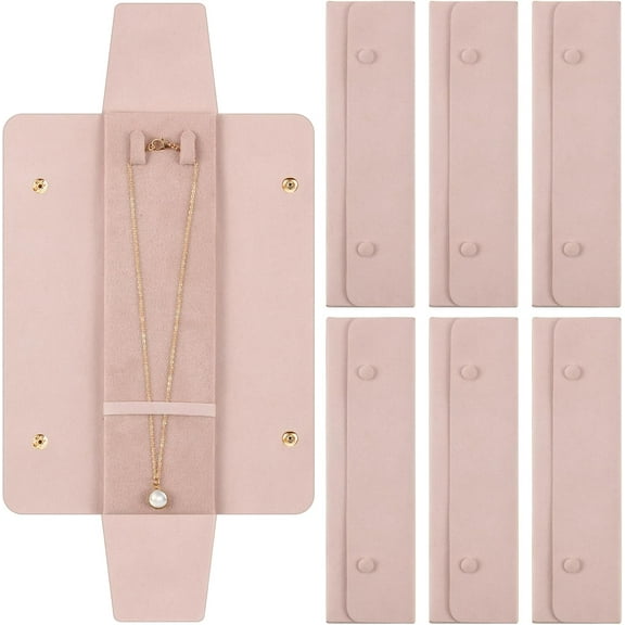 Lsupdaol 6 Pcs Necklace Travel Case No Tangle Necklace Pouch Travel Jewelry Organizer Bridesmaid Gifts for Wedding Christmas Microfiber Jewelry Pouch Storage Bag for Women