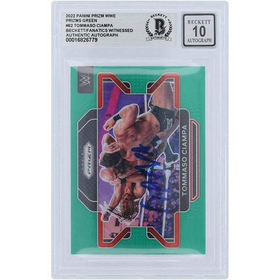 Tommaso Ciampa WWE Autographed 2022 Panini Prizm Green Prizm #62 Beckett Fanatics Witnessed Authenticated 10 Card - Fanatics Authentic Certified