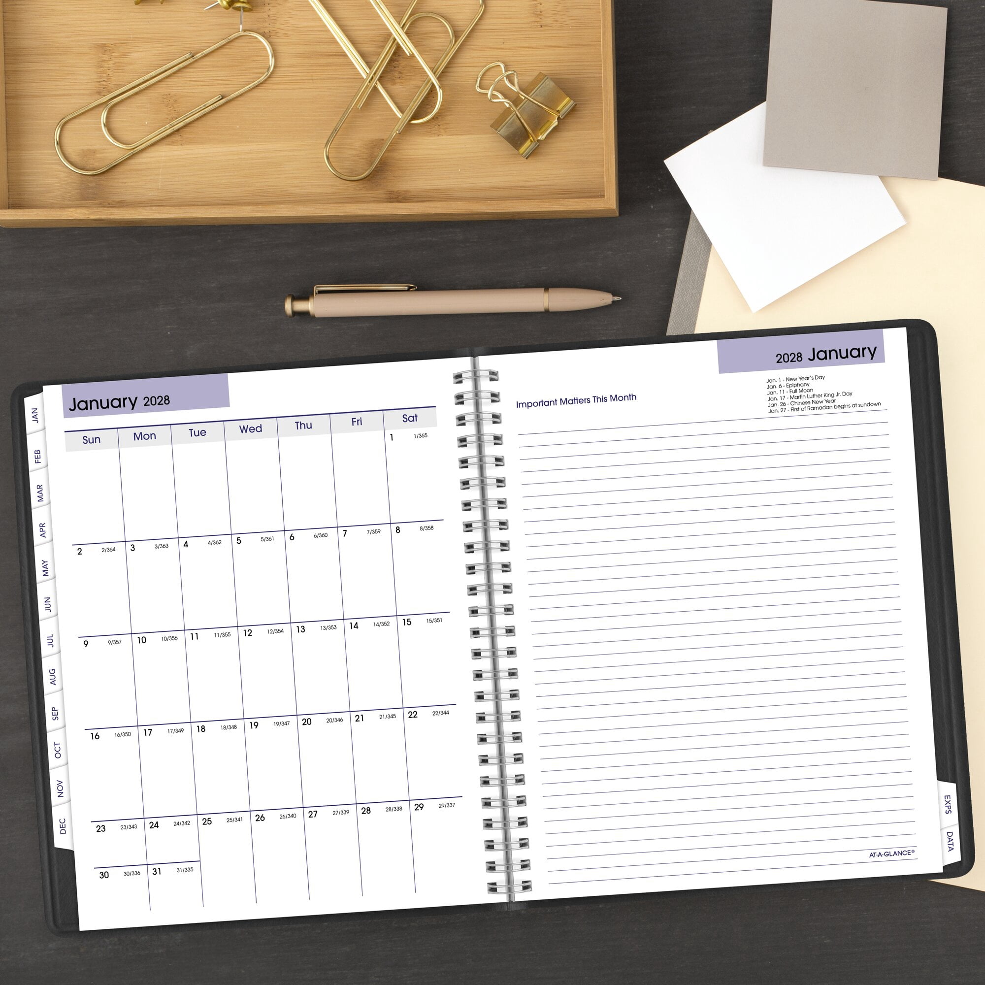 AT-A-GLANCE DayMinder Executive 2027 Refillable Weekly Monthly Planner Black