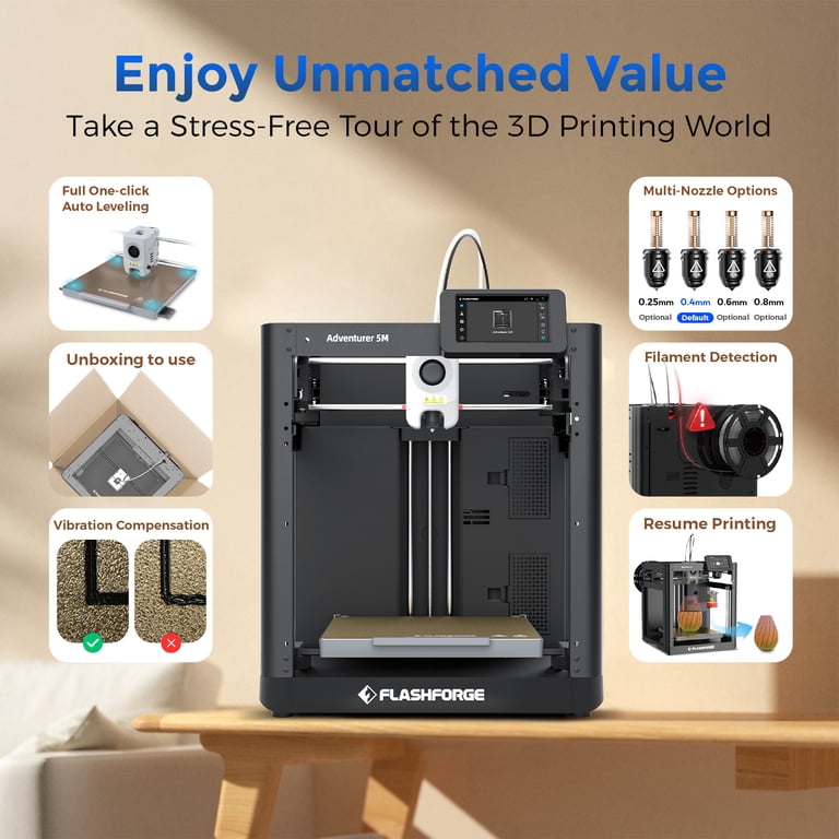 Flashforge 3D Printer Adventurer 5M Fully Auto Leveling High-Speed