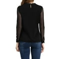 thumbnail image 3 of Allegra K Women's Round Neck Casual Blouses Lace Floral Long Sleeve Chiffon Tops, 3 of 6