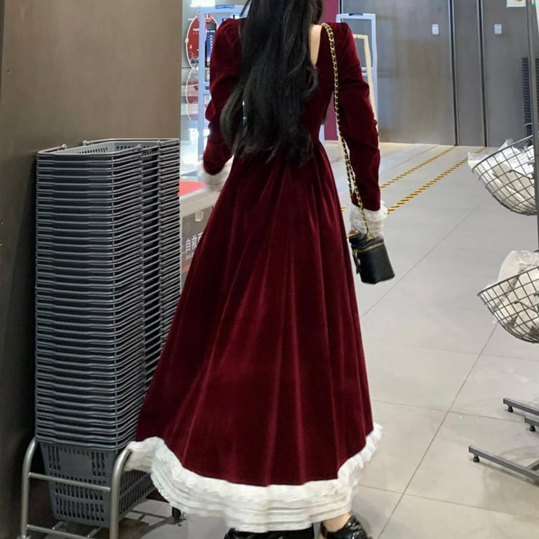 RYDCOT Christmas Dresses for Women Elegant Long Sleeve Cocktail Dresses for  Women Evening Party Velvet Lace Ball Gown Wedding Guest Dresses Sale or  Clearance - Walmart.com