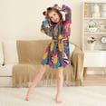 thumbnail image 3 of FORMRS Niños Bathrobe Unisex Hooded Robe Soft Plush Pajamas Sleepwear, Size 4-6T, Futuristic Circles, 3 of 7