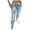 Blue, variant on frariair Ripped Jeans Womens Trouser High Women Flares Ankle Hole Solid Fashion Pants Bandage Color Plus Size Blue