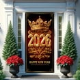 thumbnail image 6 of Happy New Year Door Cover Black and Gold Banner for Party Decorations Crown Balloon Backdrop Sign for Photo Booth Prop Wall Decor (B), 6 of 8