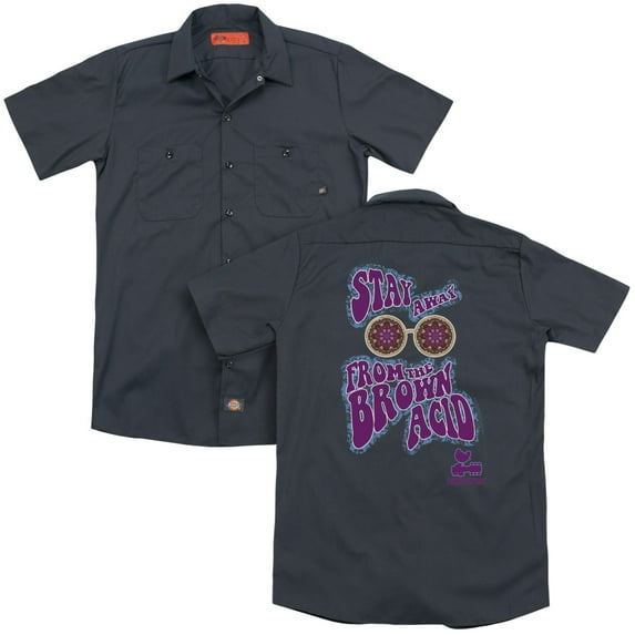 Woodstock The Acid Brown (Back Print) Adult Work Shirt Charcoal