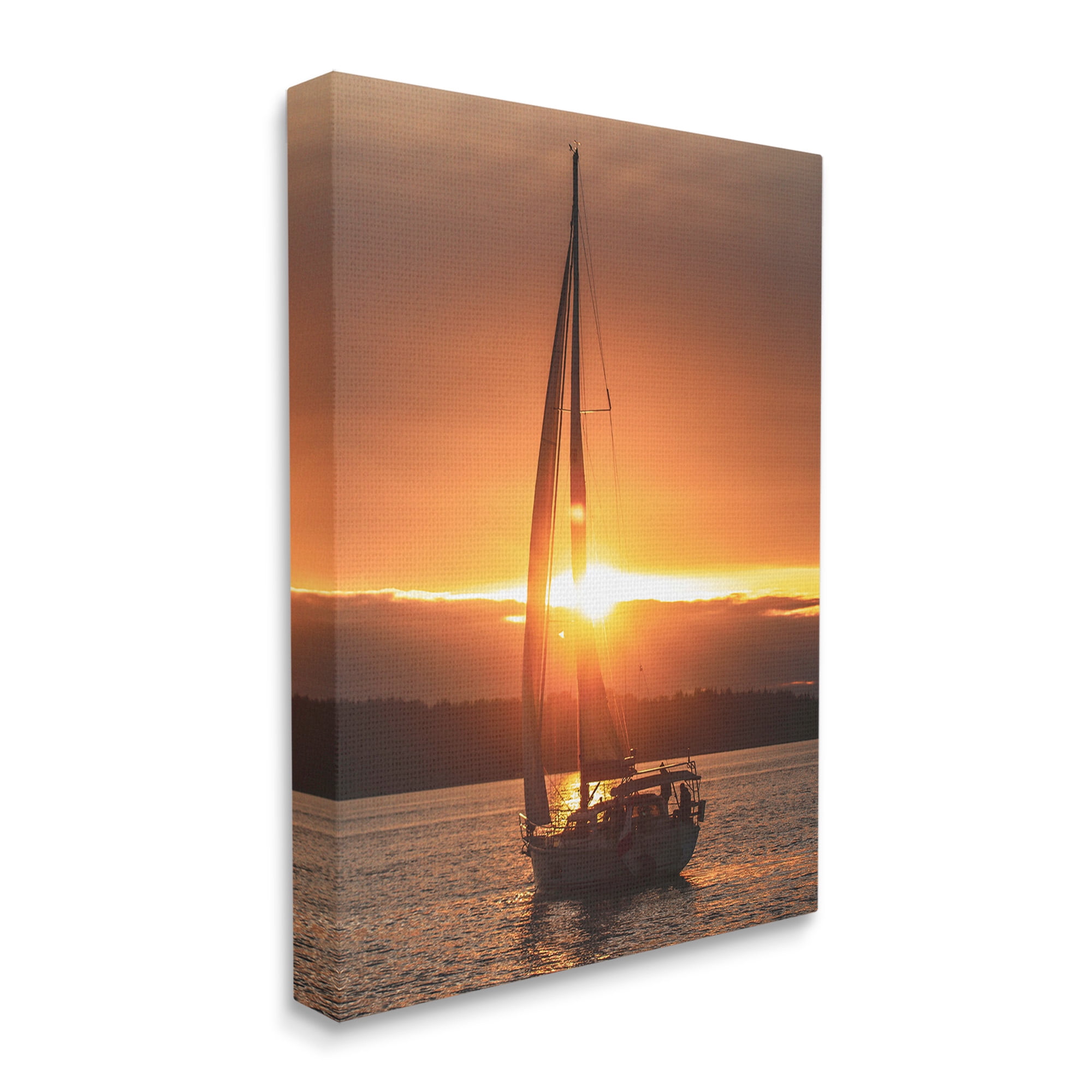 Stupell Industries Sailboat at Sunset Transportation Photography Gallery Wrapped Canvas Art Print Wall Art, 24 x 30
