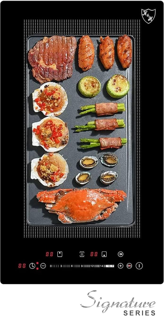 K&H SIGNATURE SERIES 2 Burner 12 Inch Built-in FLEX Electric Stove Top Ceramic Cooktop 220V 3400W IN12-3400FLX