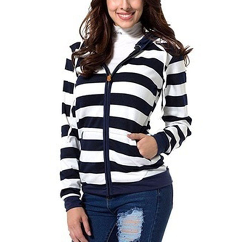 Women Zip Hem Hoodie Jacket Coat Sweatshirt Outerwear Hooded Sweater Tops Spring 
