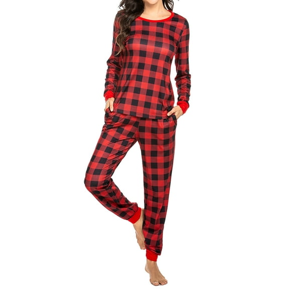 Avidlove Womens Pajamas Sets Plaid Long Sleeve Tops with Jogger Pjs Bottom Soft Lounge Set with Pockets
