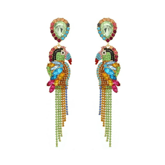 LongcreekX Parrot Earrings for Women, Cute Bird Parrot Tassel Earrings, Beaded Parrot Dangle Earrings Hypoallergenic, Tropical Parrot Animal Bohemian Drop Earrings, Parrot Teardrop Earrings