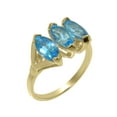 thumbnail image 1 of LBG British Made 18k Yellow Gold Natural Blue Topaz Womens Statement Ring - 33 size options - Size 6.75, 1 of 5