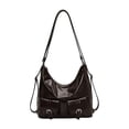thumbnail image 1 of Bolso de hombro para mujer de piel sintética con múltiples bolsillos, bolso de mano para el trabajo y actividades al aire libre. Caqui, 1 of 9