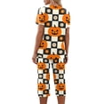 thumbnail image 5 of Womens Halloween Pajamas 2-Piece Halloween Pj Set Short Sleeve Top and 7/8 Pants Casual Outfit for Parties and Daily Wear Ginger 3XL, 5 of 5