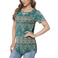 thumbnail image 4 of Túnica de manga corta con cuello en V de verano Impreso Criss Cross Camiseta casual Blusa de moda Tops para mujer Verde M, 4 of 6
