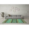 thumbnail image 3 of Ahgly Company Indoor Square Abstract Turquoise Blue Modern Area Rugs, 4' Square, 3 of 4