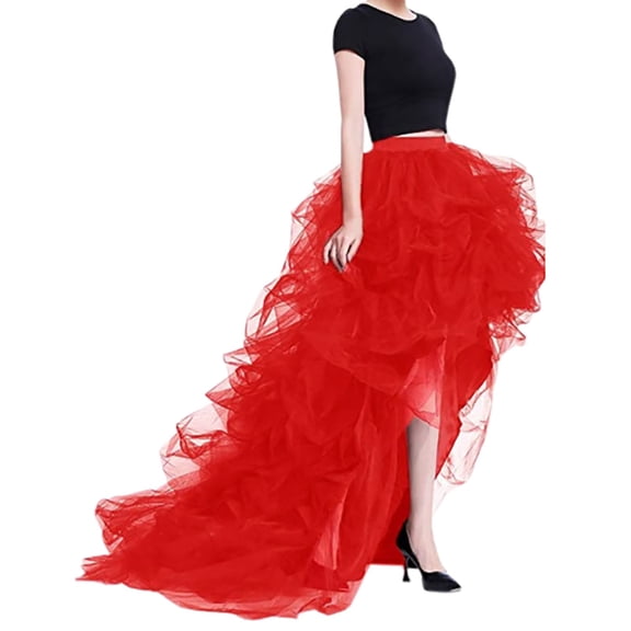 HGIEYS Women's Long High Low Ruffles Party Tulle Skirt