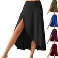 thumbnail image 5 of Yucgh Women's Solid Color High Waist Slit Midi Skirt, Elegant Bodycon Maxi Skirt, Slim Fit Casual Skirt with Side Split,Blue,XL, 5 of 5