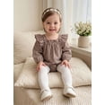 thumbnail image 4 of RUINIXCW Newborn Baby Girl Spring Fall Winter Outfit Plaid Gingham Bubble Romper Infant Girl Clothes Long Sleeve Square Neck Sweet Bodysuit Playsuit, 4 of 10