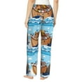 thumbnail image 3 of Xecao Animals on Noah's Ark Floating Women's Straight Lounge Pajama Pants: The Epitome of Relaxed Sleepwear, 3 of 9