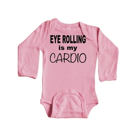 

Inktastic Eye Rolling is my Cardio in Black Gift Baby Boy or Baby Girl Long Sleeve Bodysuit