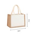 thumbnail image 5 of husxh Women Burlap Jute Tote Bag Large Capacity Canvas Grocery Tote Handbag Contrast Color Ladies Outdoor Handbag, 5 of 9