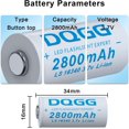 thumbnail image 3 of 16340 Rechargeable Battery 2800mAh Large Capacity Button Top 3.7Volt Li-ion Batteries for Headlamp Flashlight (8 Pack), 3 of 7