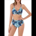 thumbnail image 1 of Conjunto de Bikini de Cintura Alta para Mujer, Traje de Baño de Dos Piezas con Control de Abdomen y Escote en V, 2025 Hoja Azul S, 1 of 8