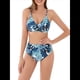 thumbnail image 1 of Conjunto de Bikini de Cintura Alta para Mujer, Traje de Baño de Dos Piezas con Control de Abdomen y Escote en V, 2025 Hoja Azul XXL, 1 of 8
