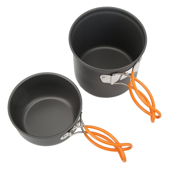 Kit de Cuisine de Randonnée, Ensemble de Cuisine de Camping Portable Inodore Fort Portant Haute Résistance pour Poignée Orange Randonnée, Poignée Verte