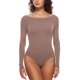 thumbnail image 3 of Body de una pieza de manga larga suave para mujer de Cozzifree, cuello barco, parte de arriba básica elástica con broches en negro y blanco, 3 of 5