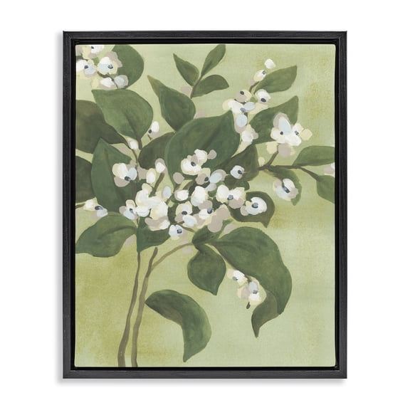 Stupell Industries Rustic Lodge Verdant Branch Blossoms Black Floating Frame Canvas Art, 17 x 21, by June Erica Vess