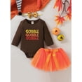 thumbnail image 2 of goowrom Trendy Baby Girl Fall Outfits showcasing Letter Embroidery Rompers, Skirts, and Headband, 2 of 9